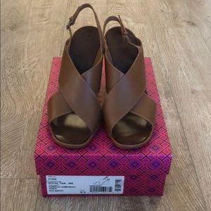Tory Burch 8.5 Royal Tan Gabrielle Wedge Sandal